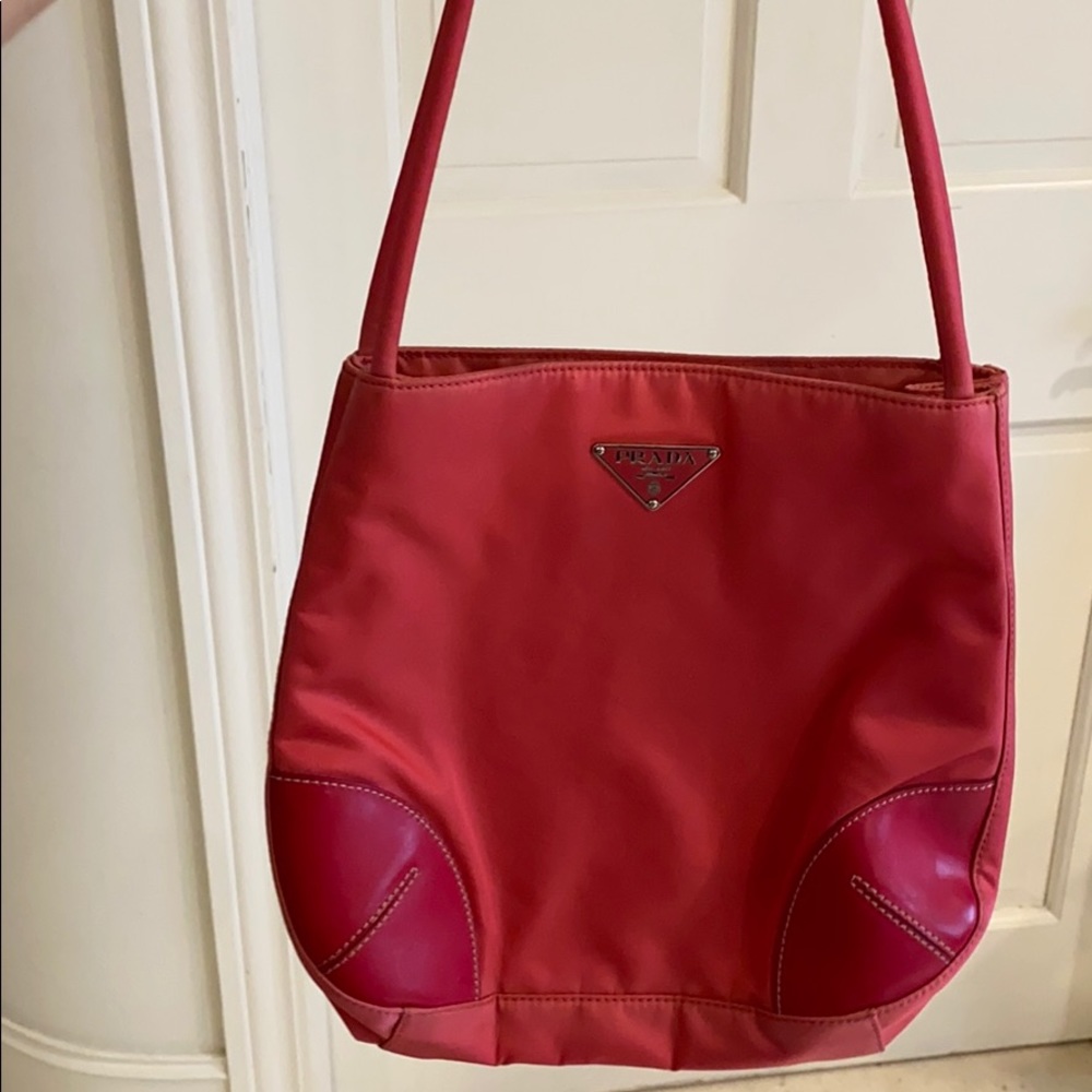 Pink nylon vintage purse